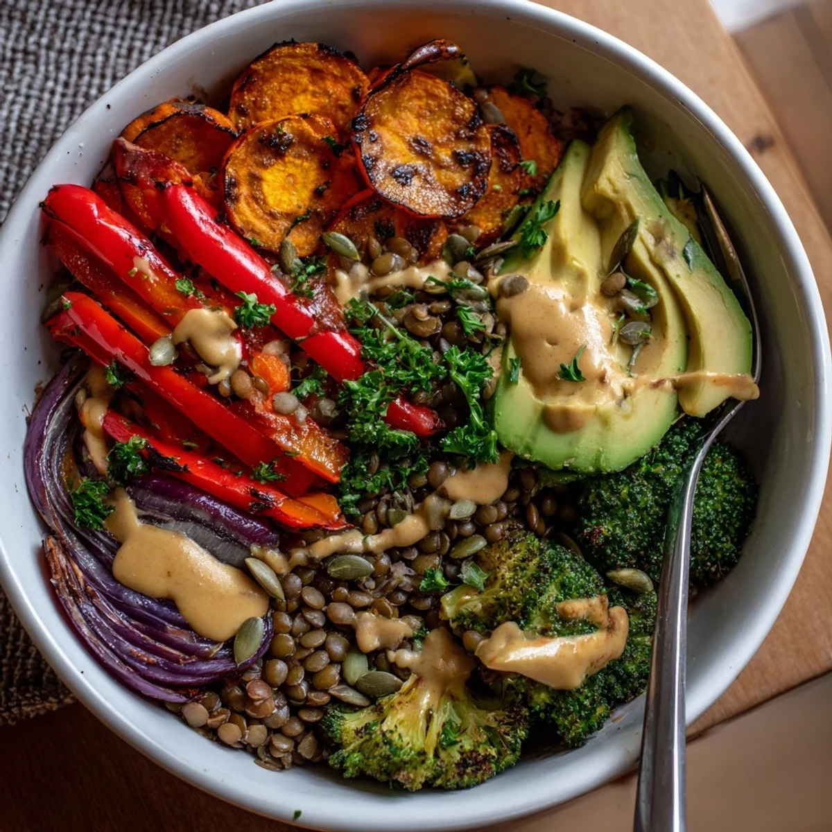 Geroestetes Gemüse mit Linsen